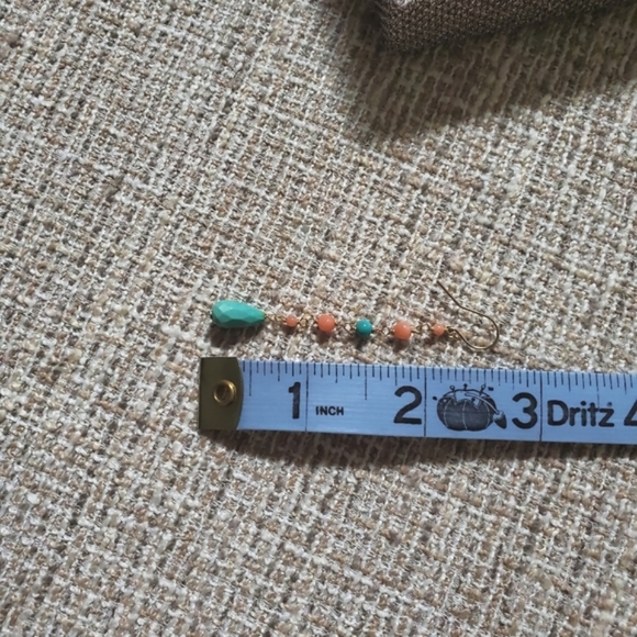 14k Gold Turquoise and Coral Earrings - Picture 5 of 6